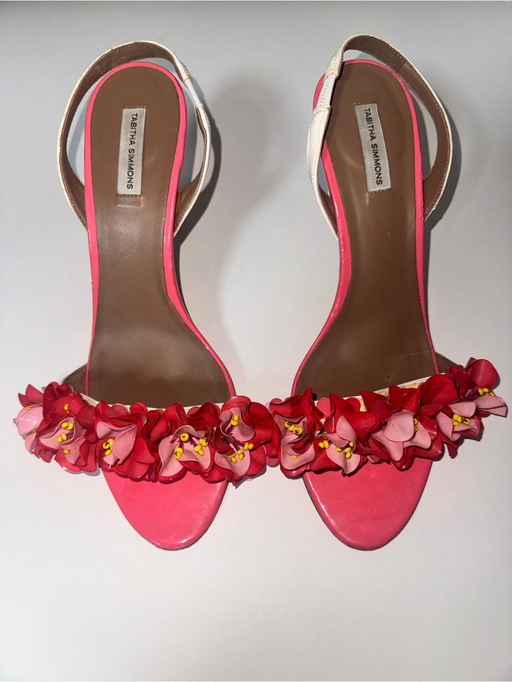 Tabitha Simmons Pink Floral Open-Toe Slingbacks